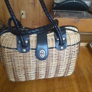 Wicker  leather Handbag